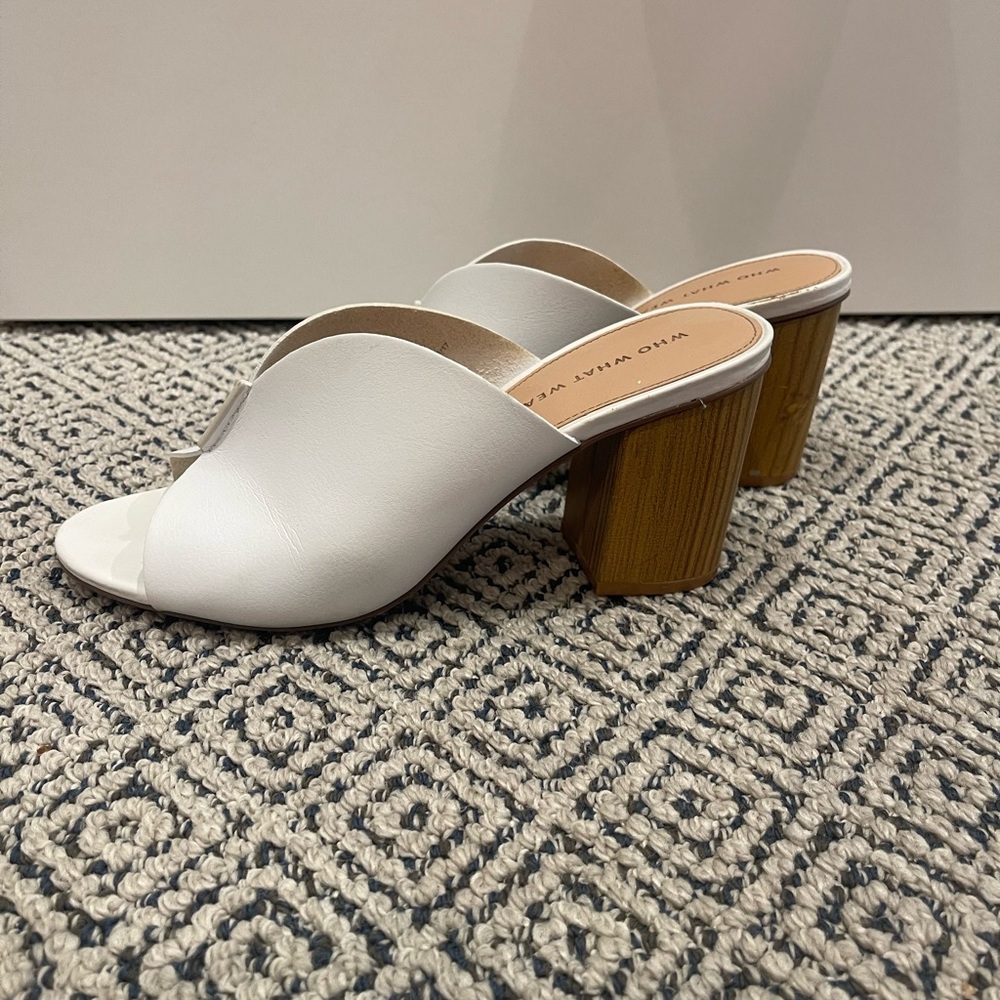 Who What Wear White Mules with Wooden Block Heel